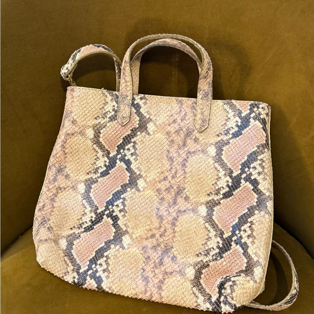 Madewell Snakeskin Tote - Pink and Tan